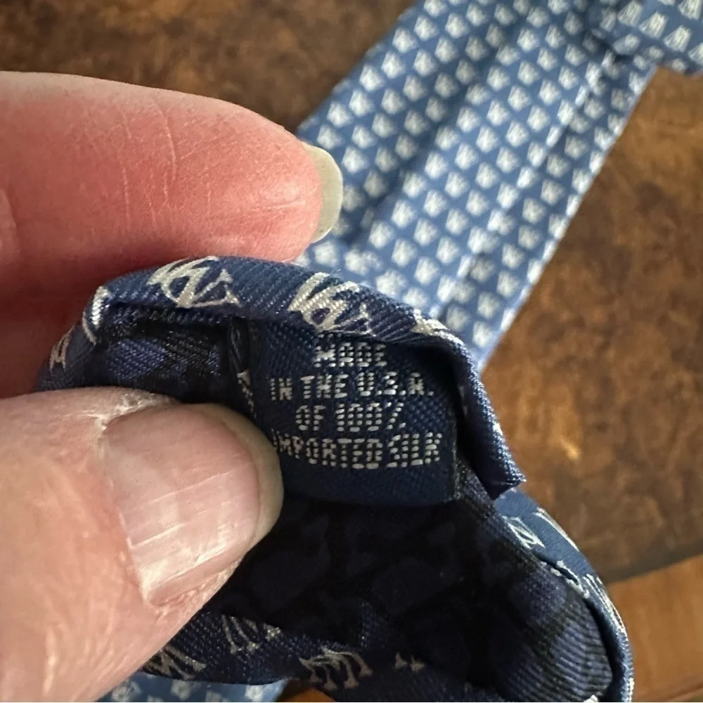 Vineyard Vines Blue & White Tie Formal Silk Custom Collection WU Monogram